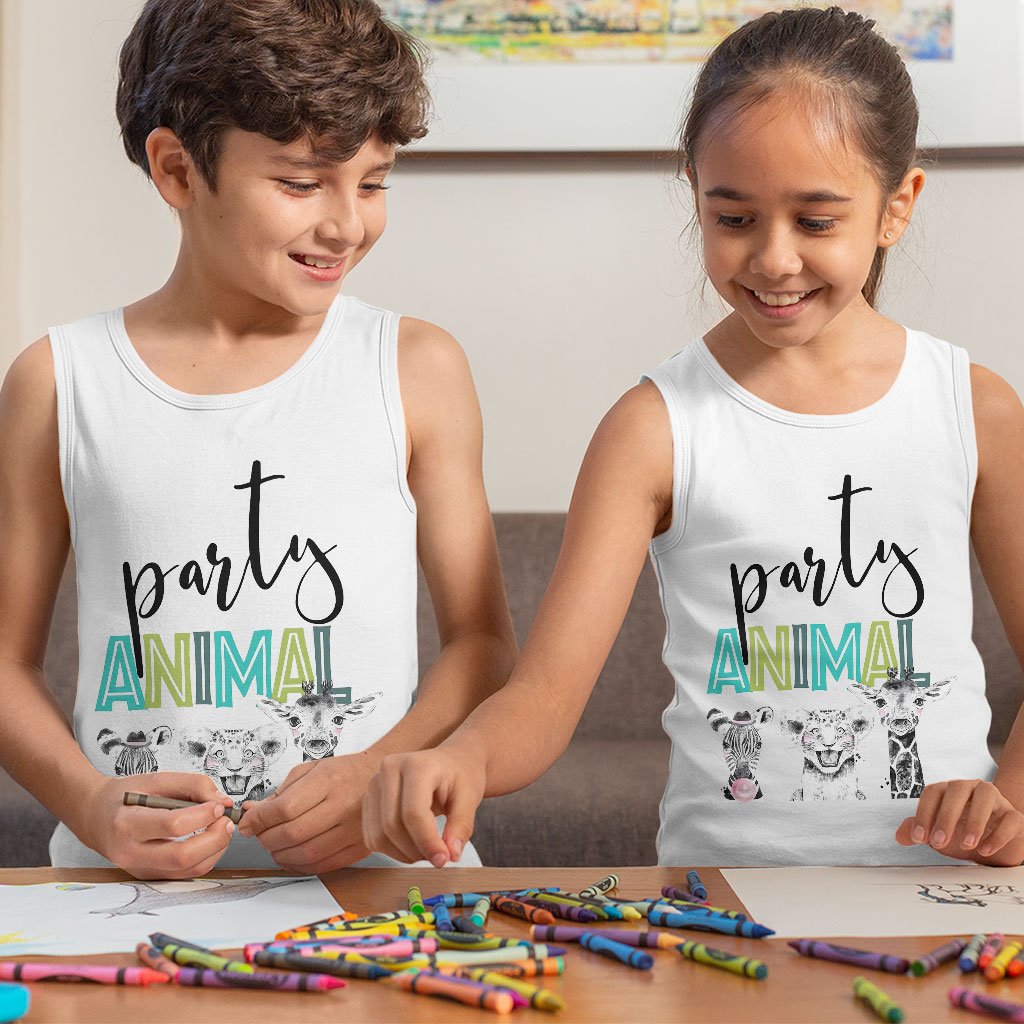 Parrty animal jersey tank top for kids